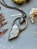 Rare Malawi Moonstone, Black Sunstone/ Australian Opal Copper Necklace