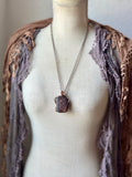 Purple Haze Sunstone/ Faceted Susntone Copper Necklace