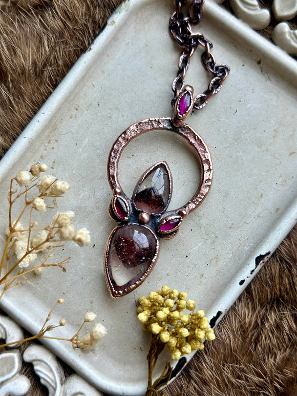 Strawberry Quartz/ Garnet Copper Necklace