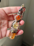 Imperal Topaz/ Rare Star Rutile/ Raw Hessonite Garnet/ Spene Copper Necklace