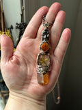 Imperal Topaz/ Rare Star Rutile/ Raw Hessonite Garnet/ Spene Copper Necklace