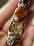 Imperal Topaz/ Rare Star Rutile/ Raw Hessonite Garnet/ Spene Copper Necklace