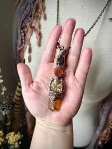 Imperal Topaz/ Rare Star Rutile/ Raw Hessonite Garnet/ Spene Copper Necklace