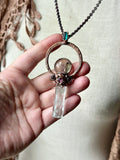 Shigar Valley Raw Aquamarine/ Pink Tourmaline, Green Tourmaline/ Garden Quartz With Tourmaline Copper Necklace