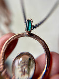 Shigar Valley Raw Aquamarine/ Pink Tourmaline, Green Tourmaline/ Garden Quartz With Tourmaline Copper Necklace