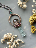 Shigar Valley Raw Aquamarine/ Pink Tourmaline, Green Tourmaline/ Garden Quartz With Tourmaline Copper Necklace