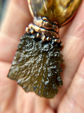 Besednice Moldavite, Rare Red Rutile Garden Quartz, and Faceted Rare Sphene Copper Necklace