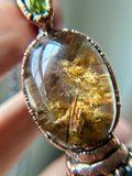 Besednice Moldavite, Rare Red Rutile Garden Quartz, and Faceted Rare Sphene Copper Necklace