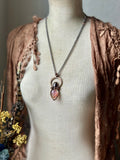 Fire Quartz/ Garnet/ Raw Hessonite Garnet Copper Necklace