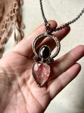 Fire Quartz/ Garnet/ Raw Hessonite Garnet Copper Necklace