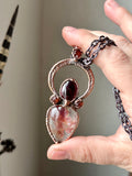 Fire Quartz/ Garnet/ Raw Hessonite Garnet Copper Necklace