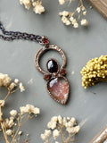 Fire Quartz/ Garnet/ Raw Hessonite Garnet Copper Necklace