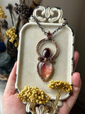 Fire Quartz/ Garnet/ Raw Hessonite Garnet Copper Necklace