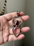 Fire Quartz/ Garnet/ Raw Hessonite Garnet Copper Necklace