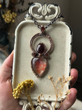 Fire Quartz/ Garnet/ Raw Hessonite Garnet Copper Necklace