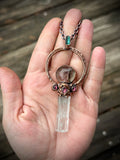 Shigar Valley Raw Aquamarine/ Pink Tourmaline, Green Tourmaline/ Garden Quartz With Tourmaline Copper Necklace