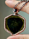 Madagascar Green Tourmaline Slice Copper Necklace