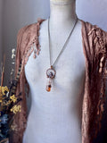 Raw Imperial Topaz/ Hessonite Garnet/ Faceted Orange & Blue Iolite Sumstone/ Orange Rutile Copper Necklace