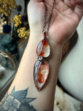 Fire Quartz/ Facated Spessartine Garnet Copper Necklace