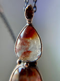 Fire Quartz/ Facated Spessartine Garnet Copper Necklace