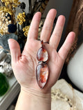 Fire Quartz/ Facated Spessartine Garnet Copper Necklace