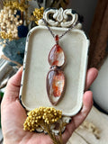 Fire Quartz/ Facated Spessartine Garnet Copper Necklace