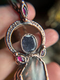 Garnet/ Faceted Iolite Sunstone/ Purple Haze Sunstone/ Iolite Sunstone Cabochon Copper Necklace