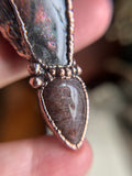 Garnet/ Faceted Iolite Sunstone/ Purple Haze Sunstone/ Iolite Sunstone Cabochon Copper Necklace