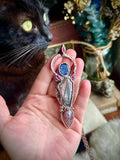 Garnet/ Faceted Iolite Sunstone/ Purple Haze Sunstone/ Iolite Sunstone Cabochon Copper Necklace