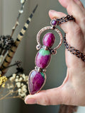 Star Ruby/ Ruby Fuchsite/ Faceted Rhodolite Garnet Copper Necklace