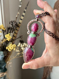 Star Ruby/ Ruby Fuchsite/ Faceted Rhodolite Garnet Copper Necklace