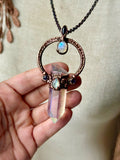 Angel Aura/ Amethyst/ Rainbow Moonstone Copper Necklace