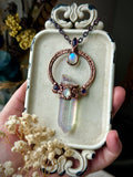 Angel Aura/ Amethyst/ Rainbow Moonstone Copper Necklace