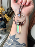 Angel Aura/ Amethyst/ Rainbow Moonstone Copper Necklace