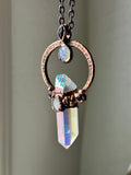 Angel Aura/ Amethyst/ Rainbow Moonstone Copper Necklace