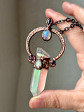 Angel Aura/ Amethyst/ Rainbow Moonstone Copper Necklace