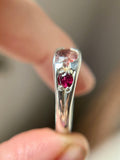 Faceted Super 7 & Pink Tourmaline Sterling Silver Ring Size 7.25