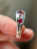 Faceted Super 7 & Pink Tourmaline Sterling Silver Ring Size 7.25