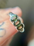 Triple Faceted Moldavite Sterling Silver Ring Size 8