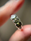 Triple Faceted Moldavite Sterling Silver Ring Size 8