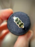 Triple Faceted Moldavite Sterling Silver Ring Size 8