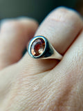 Faceted Oregon Sunstone Sterling Silver Ring Size 8