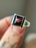 Brazilian Watermelon Tourmaline Sterling Silver Ring Size 7.5