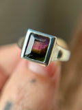 Brazilian Watermelon Tourmaline Sterling Silver Ring Size 7.5