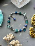 Fluorite, Apatite, Lapis, Labradorite Sterling Silver Bracelet