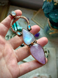 Kunzite & Moonstone Copper Necklace