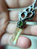 Mermaid Key Sterling Silver Necklace/ Heliodor/ Green Tourmaline
