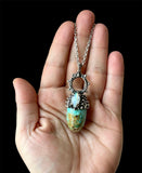 Los Cerrillos Turquoise/ Rainbow Moonstone Sterling Silver Necklace