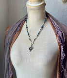 Blue Sapphire/ Apatite/ Lapis Lazuli/ Pearl Sterling Silver Silk Beaded Necklace