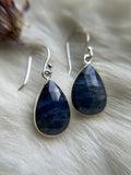 Rose Cut Blue Sapphire Sterling Silver Earrings
